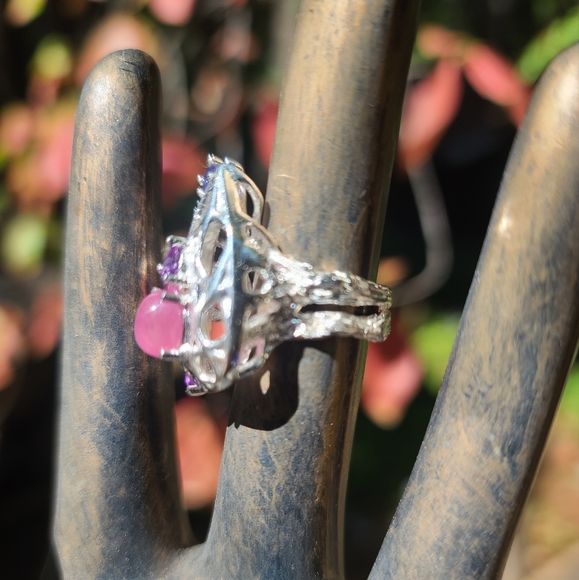 Star Ruby Amethyst & Lolite Sterling ring sz6.5 - Picture 8 of 10